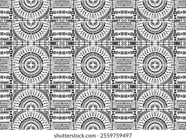 Tribal vector ornament. Seamless African pattern. Ethnic carpet with circle, wave. Aztec style. Geometric mosaic on the tile, majolica. Ancient interior. Modern rug. Geo print on textile. Kente Cloth.