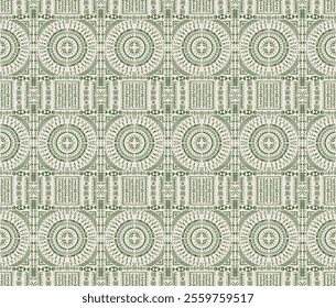 Tribal vector ornament. Seamless African pattern. Ethnic carpet with circle, wave. Aztec style. Geometric mosaic on the tile, majolica. Ancient interior. Modern rug. Geo print on textile. Kente Cloth.