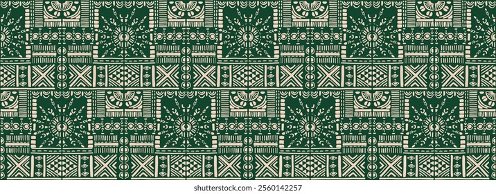 Tribal vector ornament. Seamless African pattern. Ethnic carpet with chevrons. Aztec style. Geometric mosaic on the tile, majolica. Ancient interior. Modern rug. Geo print on textile. Kente Cloth.