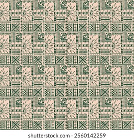 Tribal vector ornament. Seamless African pattern. Ethnic carpet with chevrons. Aztec style. Geometric mosaic on the tile, majolica. Ancient interior. Modern rug. Geo print on textile. Kente Cloth.