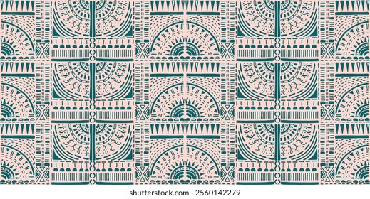 Tribal vector ornament. Seamless African pattern. Ethnic carpet with chevrons. Aztec style. Geometric mosaic on the tile, majolica. Ancient interior. Modern rug. Geo print on textile. Kente Cloth.