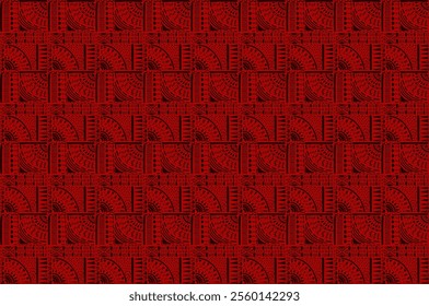 Tribal vector ornament. Seamless African pattern. Ethnic carpet with chevrons. Aztec style. Geometric mosaic on the tile, majolica. Ancient interior. Modern rug. Geo print on textile. Kente Cloth.