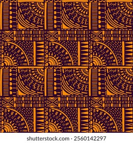 Tribal vector ornament. Seamless African pattern. Ethnic carpet with chevrons. Aztec style. Geometric mosaic on the tile, majolica. Ancient interior. Modern rug. Geo print on textile. Kente Cloth.