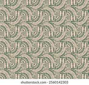 Tribal vector ornament. Seamless African pattern. Ethnic carpet with circle, wave. Aztec style. Geometric mosaic on the tile, majolica. Ancient interior. Modern rug. Geo print on textile. Kente Cloth.