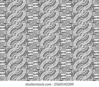 Tribal vector ornament. Seamless African pattern. Ethnic carpet with circle, wave. Aztec style. Geometric mosaic on the tile, majolica. Ancient interior. Modern rug. Geo print on textile. Kente Cloth.