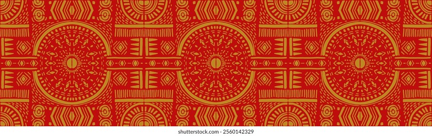 Tribal vector ornament. Seamless African pattern. Ethnic carpet with chevrons. Aztec style. Geometric mosaic on the tile, majolica. Ancient interior. Modern rug. Geo print on textile. Kente Cloth.