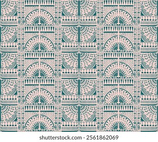 Tribal vector ornament. Seamless African pattern. Ethnic carpet with chevrons. Aztec style. Geometric mosaic on the tile, majolica. Ancient interior. Modern rug. Geo print on textile. Kente Cloth.