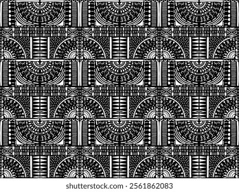 Tribal vector ornament. Seamless African pattern. Ethnic carpet with chevrons. Aztec style. Geometric mosaic on the tile, majolica. Ancient interior. Modern rug. Geo print on textile. Kente Cloth.