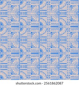 Tribal vector ornament. Seamless African pattern. Ethnic carpet with chevrons. Aztec style. Geometric mosaic on the tile, majolica. Ancient interior. Modern rug. Geo print on textile. Kente Cloth.