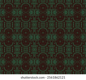 Tribal vector ornament. Seamless African pattern. Ethnic carpet with chevrons. Aztec style. Geometric mosaic on the tile, majolica. Ancient interior. Modern rug. Geo print on textile. Kente Cloth.