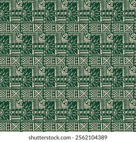 Tribal vector ornament. Seamless African pattern. Ethnic carpet with chevrons. Aztec style. Geometric mosaic on the tile, majolica. Ancient interior. Modern rug. Geo print on textile. Kente Cloth.