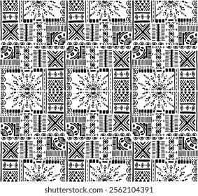 Tribal vector ornament. Seamless African pattern. Ethnic carpet with chevrons. Aztec style. Geometric mosaic on the tile, majolica. Ancient interior. Modern rug. Geo print on textile. Kente Cloth.