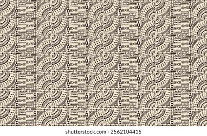 Tribal vector ornament. Seamless African pattern. Ethnic carpet with circle, wave. Aztec style. Geometric mosaic on the tile, majolica. Ancient interior. Modern rug. Geo print on textile. Kente Cloth.