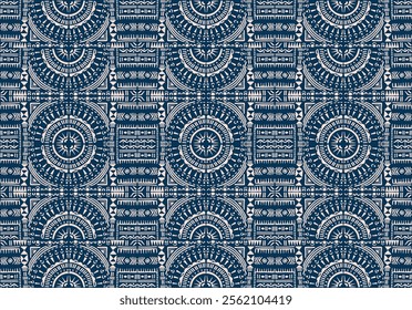 Tribal vector ornament. Seamless African pattern. Ethnic carpet with circle, wave. Aztec style. Geometric mosaic on the tile, majolica. Ancient interior. Modern rug. Geo print on textile. Kente Cloth.