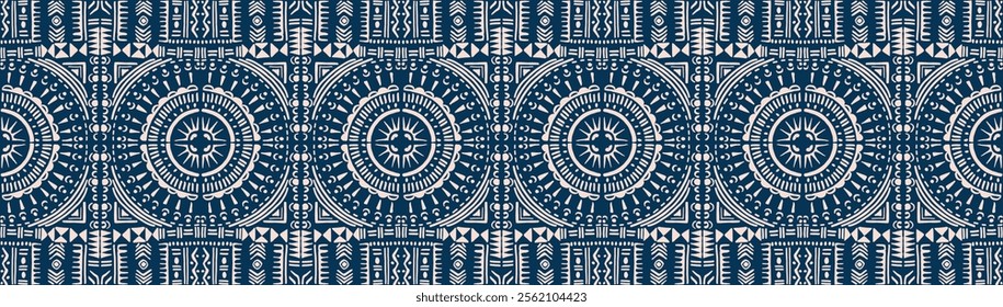 Tribal vector ornament. Seamless African pattern. Ethnic carpet with circle, wave. Aztec style. Geometric mosaic on the tile, majolica. Ancient interior. Modern rug. Geo print on textile. Kente Cloth.