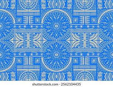 Tribal vector ornament. Seamless African pattern. Ethnic carpet with chevrons. Aztec style. Geometric mosaic on the tile, majolica. Ancient interior. Modern rug. Geo print on textile. Kente Cloth.