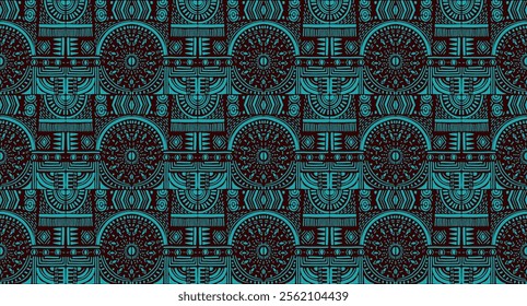 Tribal vector ornament. Seamless African pattern. Ethnic carpet with chevrons. Aztec style. Geometric mosaic on the tile, majolica. Ancient interior. Modern rug. Geo print on textile. Kente Cloth.