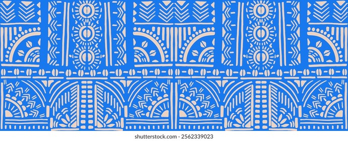 Tribal vector ornament. Seamless African pattern. Ethnic carpet with chevrons. Aztec style. Geometric mosaic on the tile, majolica. Ancient interior. Modern rug. Geo print on textile. Kente Cloth.