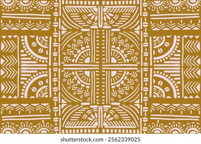 Tribal vector ornament. Seamless African pattern. Ethnic carpet with chevrons. Aztec style. Geometric mosaic on the tile, majolica. Ancient interior. Modern rug. Geo print on textile. Kente Cloth.