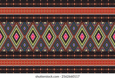 Tribal vector ornament. Seamless African pattern. Ethnic carpet with chevrons. Aztec style. Geometric mosaic on the tile, majolica. Ancient interior. Modern rug. Geo print on textile. Kente Cloth.