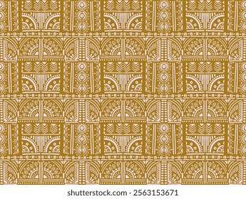 Tribal vector ornament. Seamless African pattern. Ethnic carpet with chevrons. Aztec style. Geometric mosaic on the tile, majolica. Ancient interior. Modern rug. Geo print on textile. Kente Cloth.