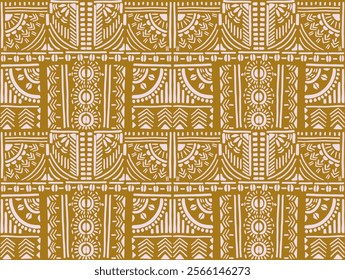 Tribal vector ornament. Seamless African pattern. Ethnic carpet with chevrons. Aztec style. Geometric mosaic on the tile, majolica. Ancient interior. Modern rug. Geo print on textile. Kente Cloth.