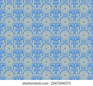 Tribal vector ornament. Seamless African pattern. Ethnic carpet with chevrons. Aztec style. Geometric mosaic on the tile, majolica. Ancient interior. Modern rug. Geo print on textile. Kente Cloth.