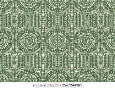 Tribal vector ornament. Seamless African pattern. Ethnic carpet with circle, wave. Aztec style. Geometric mosaic on the tile, majolica. Ancient interior. Modern rug. Geo print on textile. Kente Cloth.