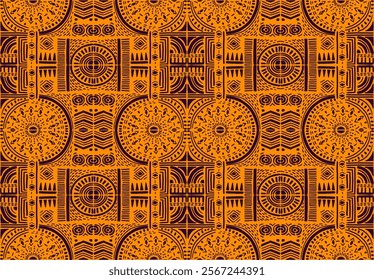 Tribal vector ornament. Seamless African pattern. Ethnic carpet with chevrons. Aztec style. Geometric mosaic on the tile, majolica. Ancient interior. Modern rug. Geo print on textile. Kente Cloth.