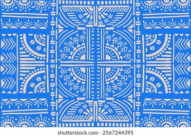 Tribal vector ornament. Seamless African pattern. Ethnic carpet with chevrons. Aztec style. Geometric mosaic on the tile, majolica. Ancient interior. Modern rug. Geo print on textile. Kente Cloth.