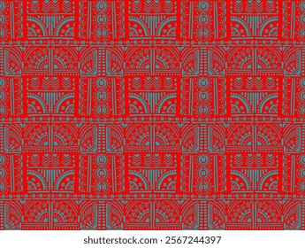 Tribal vector ornament. Seamless African pattern. Ethnic carpet with chevrons. Aztec style. Geometric mosaic on the tile, majolica. Ancient interior. Modern rug. Geo print on textile. Kente Cloth.