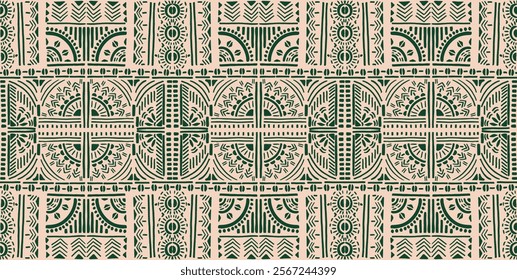 Tribal vector ornament. Seamless African pattern. Ethnic carpet with chevrons. Aztec style. Geometric mosaic on the tile, majolica. Ancient interior. Modern rug. Geo print on textile. Kente Cloth.