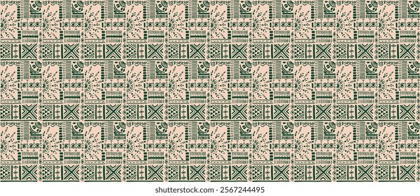 Tribal vector ornament. Seamless African pattern. Ethnic carpet with chevrons. Aztec style. Geometric mosaic on the tile, majolica. Ancient interior. Modern rug. Geo print on textile. Kente Cloth.