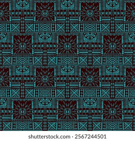 Tribal vector ornament. Seamless African pattern. Ethnic carpet with chevrons. Aztec style. Geometric mosaic on the tile, majolica. Ancient interior. Modern rug. Geo print on textile. Kente Cloth.