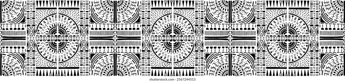 Tribal vector ornament. Seamless African pattern. Ethnic carpet with chevrons. Aztec style. Geometric mosaic on the tile, majolica. Ancient interior. Modern rug. Geo print on textile. Kente Cloth.