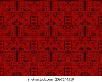 Tribal vector ornament. Seamless African pattern. Ethnic carpet with chevrons. Aztec style. Geometric mosaic on the tile, majolica. Ancient interior. Modern rug. Geo print on textile. Kente Cloth.