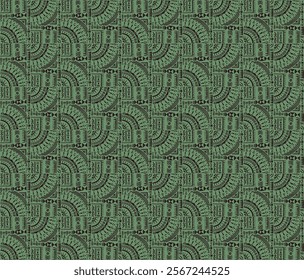 Tribal vector ornament. Seamless African pattern. Ethnic carpet with circle, wave. Aztec style. Geometric mosaic on the tile, majolica. Ancient interior. Modern rug. Geo print on textile. Kente Cloth.