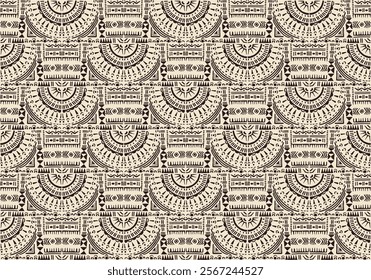 Tribal vector ornament. Seamless African pattern. Ethnic carpet with circle, wave. Aztec style. Geometric mosaic on the tile, majolica. Ancient interior. Modern rug. Geo print on textile. Kente Cloth.