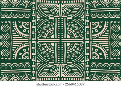 Tribal vector ornament. Seamless African pattern. Ethnic carpet with chevrons. Aztec style. Geometric mosaic on the tile, majolica. Ancient interior. Modern rug. Geo print on textile. Kente Cloth.