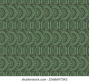 Tribal vector ornament. Seamless African pattern. Ethnic carpet with circle, wave. Aztec style. Geometric mosaic on the tile, majolica. Ancient interior. Modern rug. Geo print on textile. Kente Cloth.