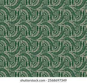 Tribal vector ornament. Seamless African pattern. Ethnic carpet with circle, wave. Aztec style. Geometric mosaic on the tile, majolica. Ancient interior. Modern rug. Geo print on textile. Kente Cloth.