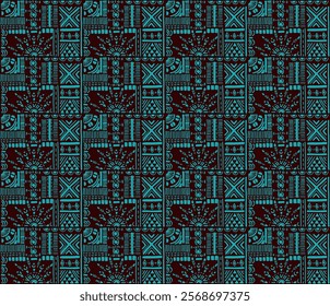 Tribal vector ornament. Seamless African pattern. Ethnic carpet with chevrons. Aztec style. Geometric mosaic on the tile, majolica. Ancient interior. Modern rug. Geo print on textile. Kente Cloth.