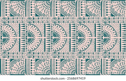 Tribal vector ornament. Seamless African pattern. Ethnic carpet with circle, wave. Aztec style. Geometric mosaic on the tile, majolica. Ancient interior. Modern rug. Geo print on textile. Kente Cloth.