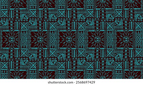 Tribal vector ornament. Seamless African pattern. Ethnic carpet with chevrons. Aztec style. Geometric mosaic on the tile, majolica. Ancient interior. Modern rug. Geo print on textile. Kente Cloth.