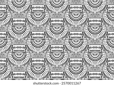 Tribal vector ornament. Seamless African pattern. Ethnic carpet with circle, wave. Aztec style. Geometric mosaic on the tile, majolica. Ancient interior. Modern rug. Geo print on textile. Kente Cloth.