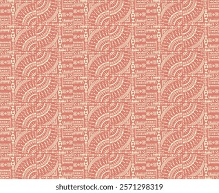 Tribal vector ornament. Seamless African pattern. Ethnic carpet with circle, wave. Aztec style. Geometric mosaic on the tile, majolica. Ancient interior. Modern rug. Geo print on textile. Kente Cloth.