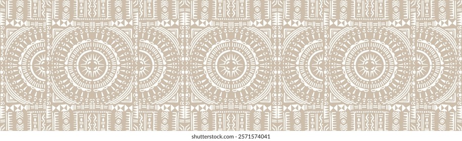 Tribal vector ornament. Seamless African pattern. Ethnic carpet with circle, wave. Aztec style. Geometric mosaic on the tile, majolica. Ancient interior. Modern rug. Geo print on textile. Kente Cloth.