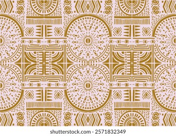 Tribal vector ornament. Seamless African pattern. Ethnic carpet with chevrons. Aztec style. Geometric mosaic on the tile, majolica. Ancient interior. Modern rug. Geo print on textile. Kente Cloth.