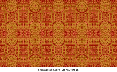 Tribal vector ornament. Seamless African pattern. Ethnic carpet with chevrons. Aztec style. Geometric mosaic on the tile, majolica. Ancient interior. Modern rug. Geo print on textile. Kente Cloth.