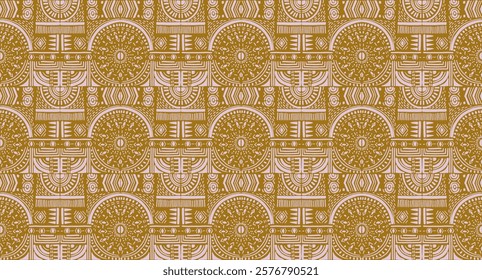 Tribal vector ornament. Seamless African pattern. Ethnic carpet with chevrons. Aztec style. Geometric mosaic on the tile, majolica. Ancient interior. Modern rug. Geo print on textile. Kente Cloth.